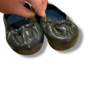 Tory Burch Minnie‎ Scrunch Navy Blue Leather Ballet Flats Sz 7 Estimated thumbnail 3