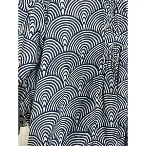 Oliphant Small S Printed Cotton Top Navy White Pleated Pintuck Tuckernuck thumbnail 4