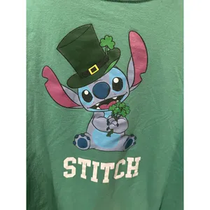 Disney Lilo & Stitch St. Patrick's Day Shamrock Green crewneck sweatshirt XL thumbnail 2