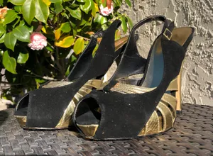 black and gold high heels thumbnail 2