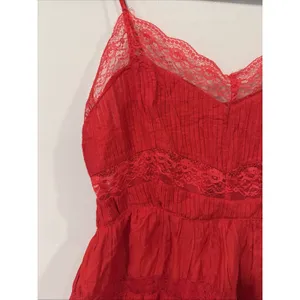 Free People Selia Slip Racing Red V Neck Tiered Lace Straps Size Small 2465 thumbnail 5