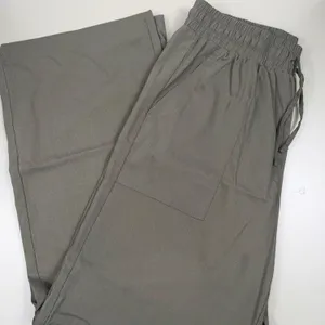 Women’s Olive Green Linen Blend Wide Leg Pull On Pants Medium 29x28 thumbnail 1