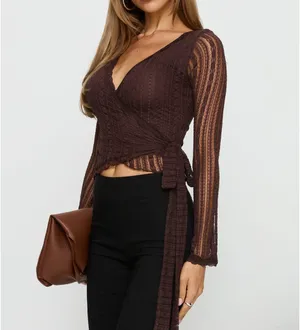 Princess Polly Wrap Top Long Sleeve thumbnail 3