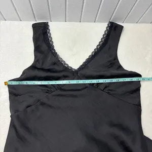 American Eagle Outfitters Black satin Lace Chemise dress‎ Size L thumbnail 6