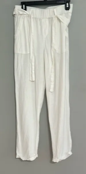 SOHO White Linen Blend Casual Boyfriend Pants thumbnail 1