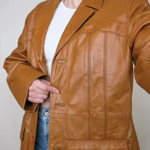 Vintage 70s Raffaelo Brown Leather Coat thumbnail 5
