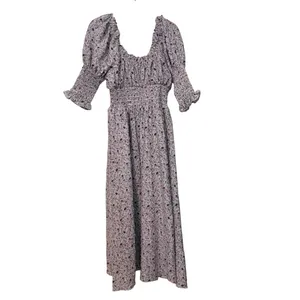 Tuckernuck Hyacinth House Purple Floral Smocked Ruffle Maxi Dress Size XS thumbnail 4