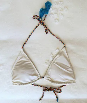 Cupshe Braided Triangle Halter Bikini Top - White/Multi - L thumbnail 3