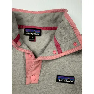 Patagonia Fleece Pullover Snap-T Lightweight Pink‎ Trim Women's Medium thumbnail 2