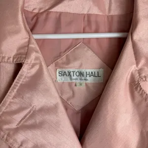Vtg Saxton Hall Blush Pink Shimmer Trench Coat Jacket Sz 10 Belted Waist thumbnail 5