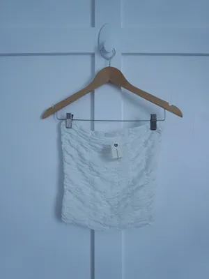 Anthropologie White Ruched Tube Top thumbnail 5