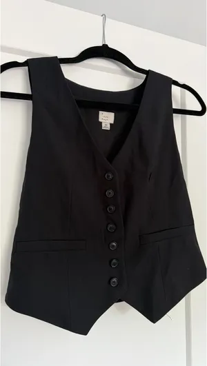 Black Button Up Vest Top thumbnail 3