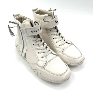 Laceup Box Boots Round Toe Leather Winter Ankle Boots Nonslip High Top Sneakers thumbnail 1