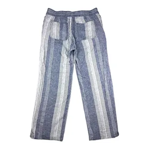 Old Navy Womens Blue White Striped Linen Blend Wide Leg Drawstring Pants Small thumbnail 7