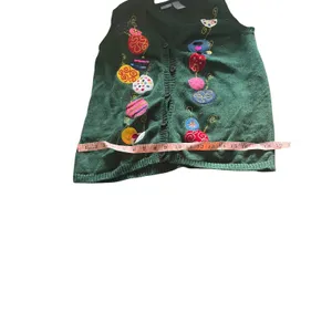 Vintage 90s Green Christmas Holiday Cardigan Sweater Vest Ugly Christmas Sweater thumbnail 9