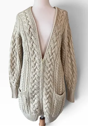 Isabel Marant Etoile Cable Knit Wool Zip Cardigan Sweater thumbnail 1