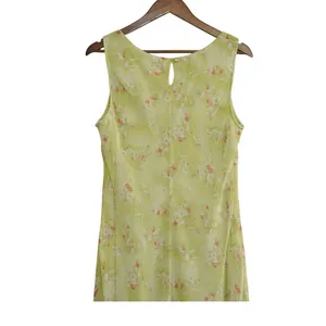Studio Y Vintage 90s‎ Teacher Yellow Floral Sleeveless Midi Dress Size 13/14 Made in USA thumbnail 6