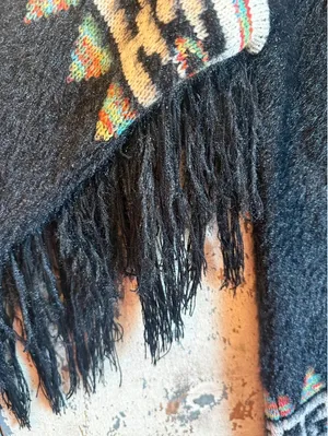 Jodifl Aztec Women's Eyelash Sweater Black Fringe Western size Medium thumbnail 7