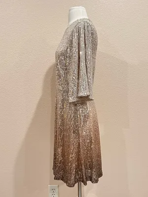 Old Navy Silver to Bronze Warm Ombre Sequin Mini Dress Size Large thumbnail 6