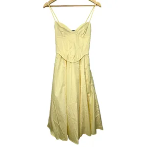 NWT Babyboo Mariella Lemon Yellow Lace Up Corset Fit & Flare Midi Dress Size XS thumbnail 8