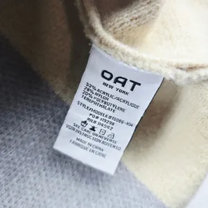 OAT New York Striped Knit Cardigan Sweater Pockets Cream Gray Women's‎ Large thumbnail 5