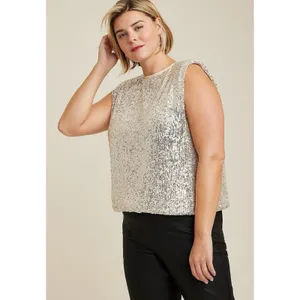 Maurices‎ Edgely™ Sequin Padded Shoulder Top 1X NWT thumbnail 4