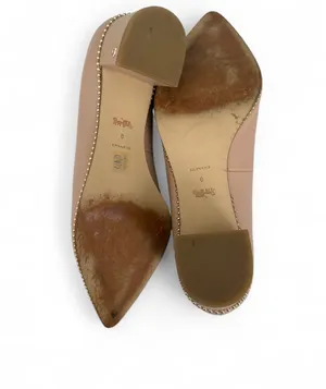 Coach Pointed Low Block Heel Pumps in Tan with Beaded Trim thumbnail 9