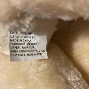 Just Fab Katie Lace-Up Beige Faux Fur Fuzzies Size 10 thumbnail 4