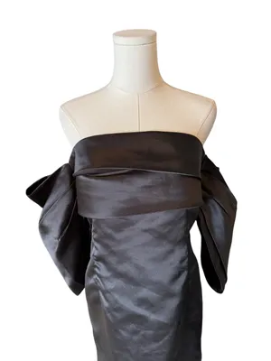 Petal & Pup - Strapless Satin Mini Dress Puff Sleeve Black Sz US 10 / AU 14 thumbnail 4