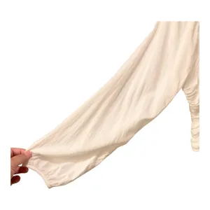 Hollister Long-Sleeve Ruched Bodice Top in White Size Large EUC thumbnail 5