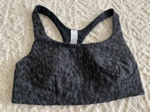 lululemon athletica Black & Charcoal Patterned Racerback Sports Bra thumbnail 1