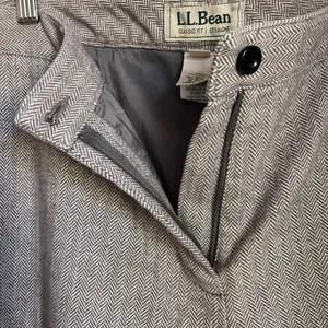 LL Bean Classic Fit Herringbone Pants Tan Womens 14 Flat Front Trousers Straight thumbnail 6