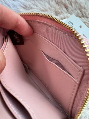 NWT Coach Small Corner Zip Wallet Signature Denim Charms CEU98 Gold/Light Pink thumbnail 7