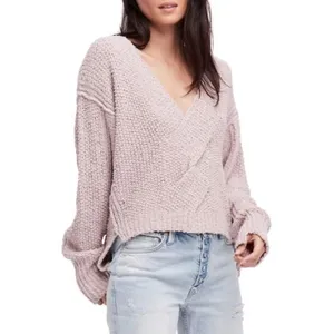 Free People Purple Coco V Neck Knit Sweater thumbnail 4