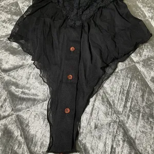 NEW HAH by Free People Womens XS Black Skate HAHround Romper lace button accent thumbnail 8