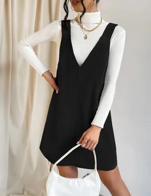 Black & White V-Neck Sleeveless Tweed Dress Set thumbnail 1