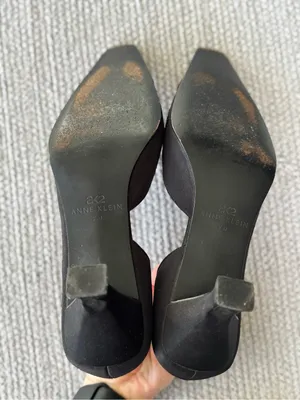 Vintage 90s Anne Klein Black Embroidered Pointed Toe D’Orsay Kitten Heels Sz 9.5 thumbnail 8