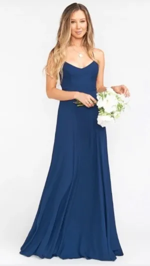 Show Me Your Mumu SMYM Godshaw Goddess maxi dress in navy blue NEW MEDIUM thumbnail 1