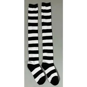 Black White Striped Knee High Thigh High Socks Hosiery Lingerie 🤍🖤 thumbnail 2
