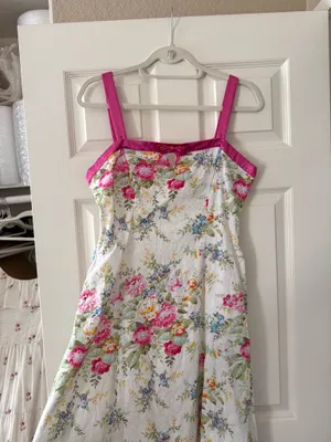 Dressbarn Floral Pink Trim Midi Sundress with Bow thumbnail 5