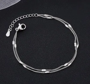 Adjustable Simple Double Layer Bracelet for Women Silver thumbnail 1