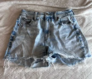 American Eagle Womens Light Blue Distressed Denim Shorts thumbnail 1