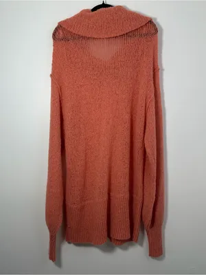 Free People Sweater Small Coral Pink Alpaca Blend Cowl Neck Oversized thumbnail 4