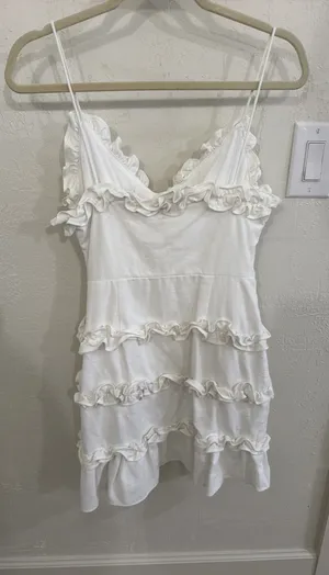 Sabo Luxe ruffled white dress thumbnail 1