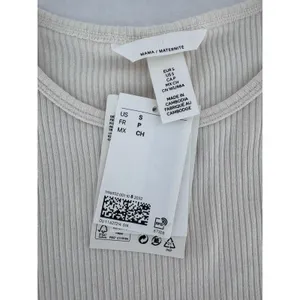 H&M Maternity Mama Long Sleeve Shirt Ribbed Basic Crewneck Minimalist Ivory thumbnail 9