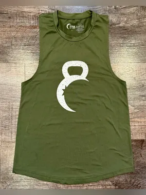 Zyia Active Kettle Bell Moon Logo Tank Tank Olive Green Soft Stretchy Small thumbnail 1
