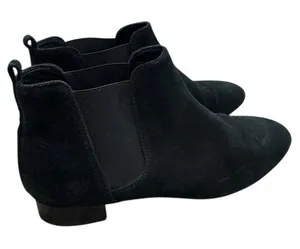 J. Crew Women's 9 Black Suede Chelsea Boots Pull On Ankle Booties Minimalist thumbnail 1