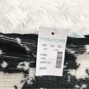 Maurices Tie Dye Cow print Reversible Lace infinity Scarf Black‎ White OS thumbnail 2