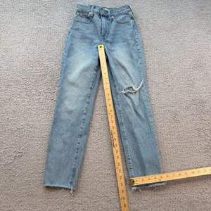 Madewell The Perfect Crop Jeans Light Wash Distressed Raw Hem Size 24 thumbnail 3