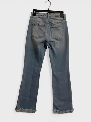 KanCan Faded Light Blue Flare Jeans with Frayed Hem thumbnail 4